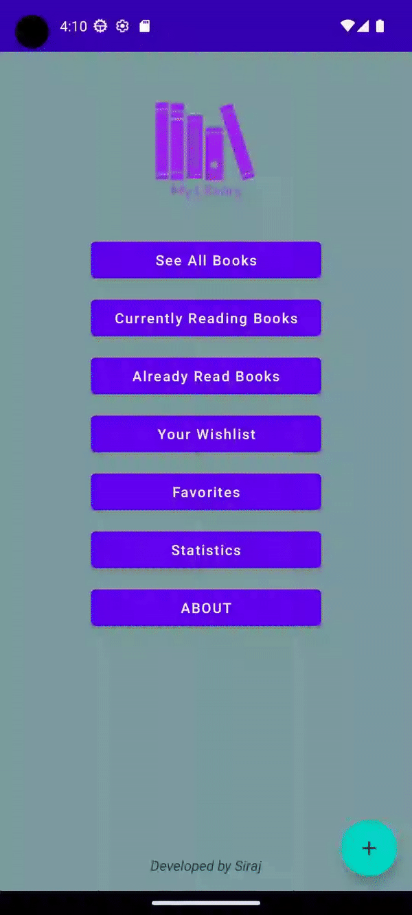 image of my library application showing the main menu